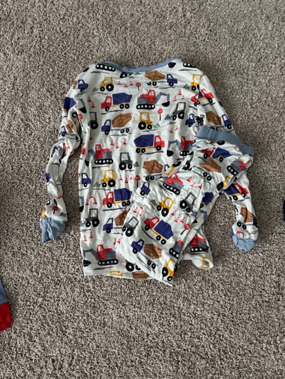 Little Sleepies Construction Truck Pajama Set - Blue, Red, Yellow, Brown